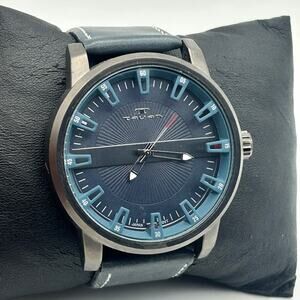 Tavan Men’s Black Case Japan Movement Analog Quartz Watch Working New Battery